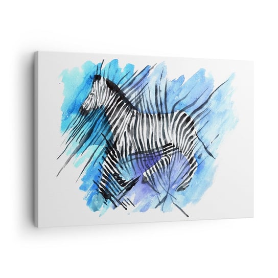 Obraz na płótnie - Ukryta w paskach - 70x50cm - Zwierzęta Zebra Afryka - Nowoczesny Canvas obraz do salonu do sypialni ARTTOR ARTTOR