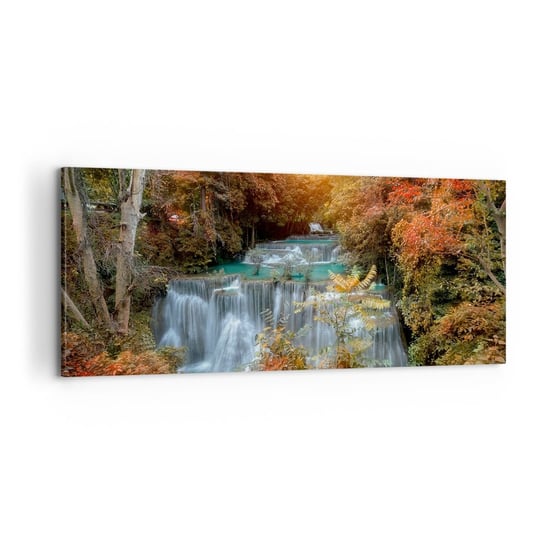 Obraz na płótnie - Ukryty skarb lasu - 100x40cm - Krajobraz Wodospad Las - Nowoczesny foto obraz w ramie do salonu do sypialni ARTTOR ARTTOR