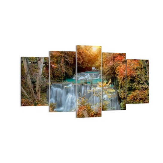 Obraz na płótnie - Ukryty skarb lasu - 160x85 cm - Obraz nowoczesny - Krajobraz, Wodospad, Las, Park , Zachód Słońca - EA160x85-3995 ARTTOR