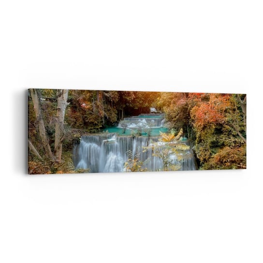 Obraz na płótnie - Ukryty skarb lasu - 90x30cm - Krajobraz Wodospad Las - Nowoczesny Canvas obraz do salonu do sypialni ARTTOR ARTTOR