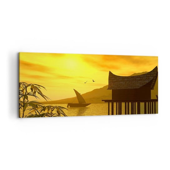 Obraz na płótnie - Upragniony spokój - 100x40cm - Krajobraz Zachód Słońca Azja - Nowoczesny foto obraz w ramie do salonu do sypialni ARTTOR ARTTOR