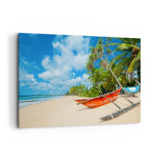 Obraz na płótnie - Urok tropików - 100x70cm - Krajobraz Ocean Egzotyczna Plaża - Nowoczesny foto obraz w ramie do salonu do sypialni ARTTOR ARTTOR