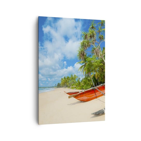 Obraz na płótnie - Urok tropików - 70x100cm - Krajobraz Ocean Egzotyczna Plaża - Nowoczesny foto obraz w ramie do salonu do sypialni ARTTOR ARTTOR
