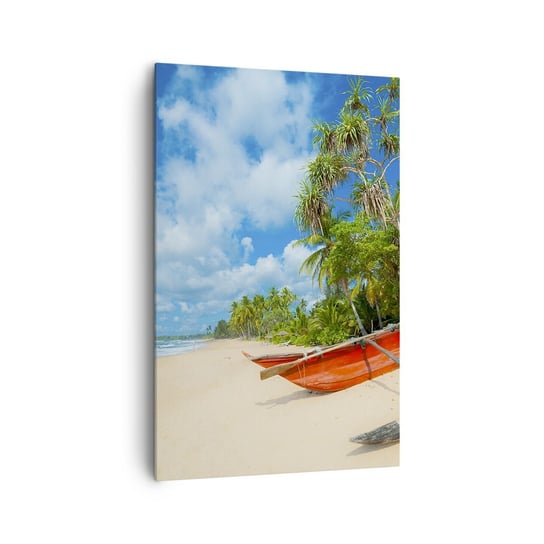 Obraz na płótnie - Urok tropików - 80x120cm - Krajobraz Ocean Egzotyczna Plaża - Nowoczesny obraz na ścianę do salonu do sypialni ARTTOR ARTTOR