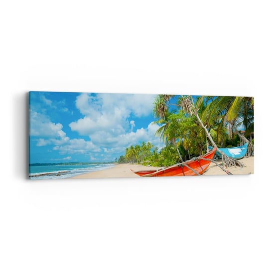 Obraz na płótnie - Urok tropików - 90x30cm - Krajobraz Ocean Egzotyczna Plaża - Nowoczesny Canvas obraz do salonu do sypialni ARTTOR ARTTOR