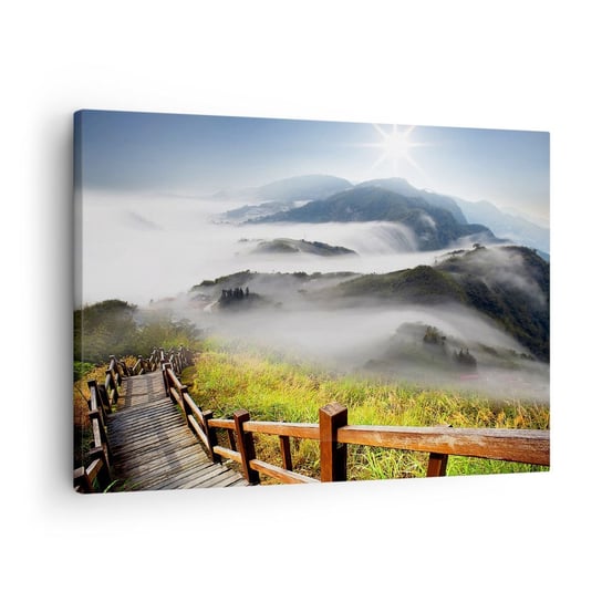 Obraz na płótnie - Utkane z blasku i mgły - 70x50cm - Krajobraz Góry Park Narodowy - Nowoczesny Canvas obraz do salonu do sypialni ARTTOR ARTTOR