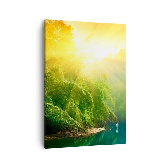 Obraz na płótnie - Utonąć w słońcu i w cieniu - 50x70cm - Tropiki Krajobraz Słońce - Nowoczesny Canvas obraz do salonu do sypialni ARTTOR ARTTOR