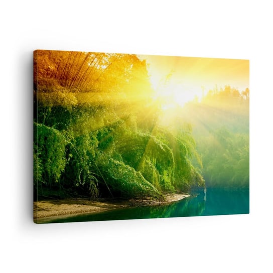 Obraz na płótnie - Utonąć w słońcu i w cieniu - 70x50cm - Tropiki Krajobraz Słońce - Nowoczesny Canvas obraz do salonu do sypialni ARTTOR ARTTOR