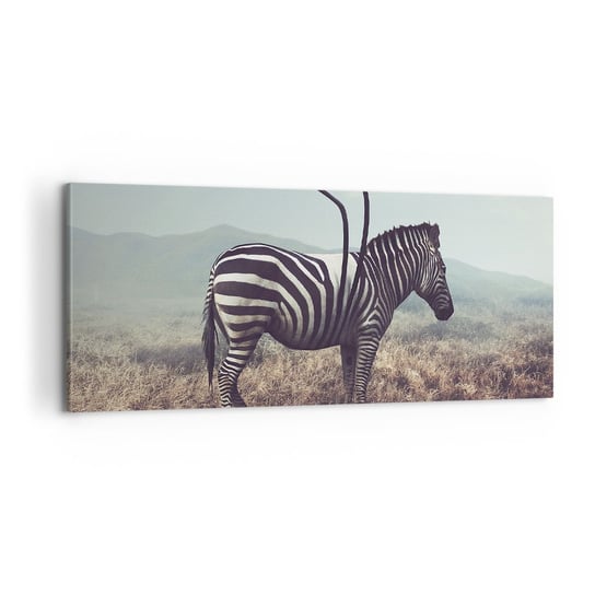 Obraz na płótnie - Uwaga! Usterka - 100x40cm - Abstrakcja Zebra Natura - Nowoczesny foto obraz w ramie do salonu do sypialni ARTTOR ARTTOR