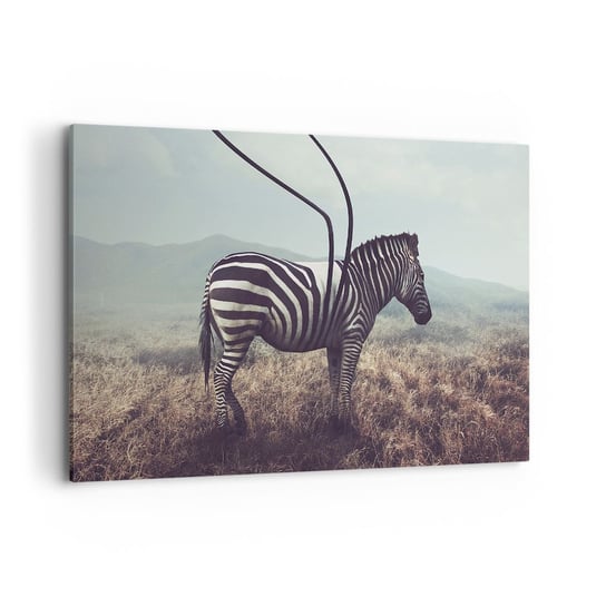 Obraz na płótnie - Uwaga! Usterka - 120x80cm - Abstrakcja Zebra Natura - Nowoczesny obraz na ścianę do salonu do sypialni ARTTOR ARTTOR