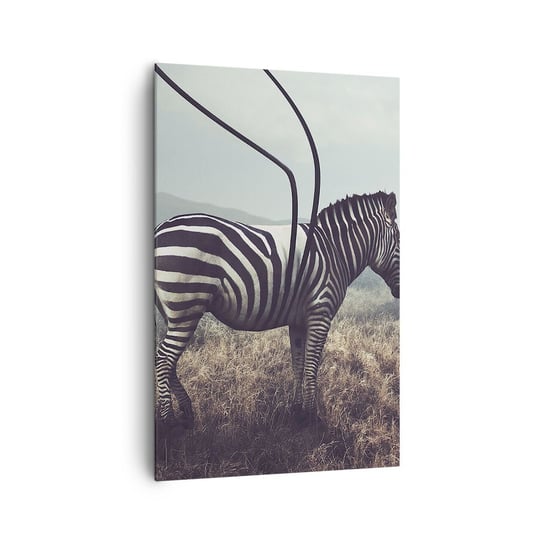 Obraz na płótnie - Uwaga! Usterka - 80x120cm - Abstrakcja Zebra Natura - Nowoczesny obraz na ścianę do salonu do sypialni ARTTOR ARTTOR