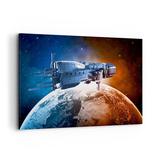 Obraz na płótnie - Uważny obserwator - 100x70cm - Kosmos Statek Kosmiczny Wahadłowiec - Nowoczesny foto obraz w ramie do salonu do sypialni ARTTOR ARTTOR