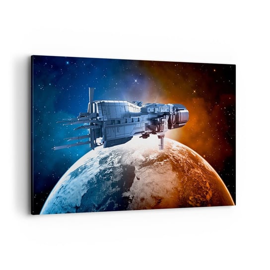 Obraz na płótnie - Uważny obserwator - 120x80cm - Kosmos Statek Kosmiczny Wahadłowiec - Nowoczesny obraz na ścianę do salonu do sypialni ARTTOR ARTTOR