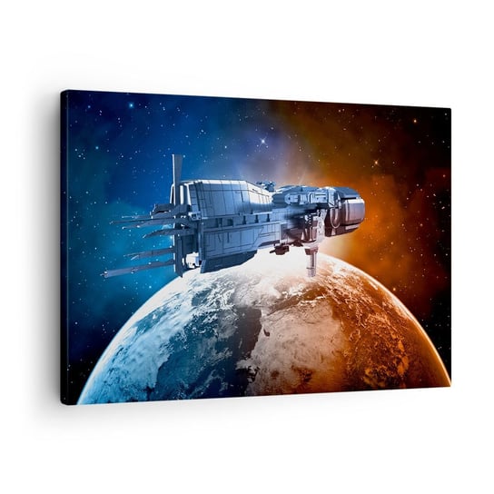 Obraz na płótnie - Uważny obserwator - 70x50cm - Kosmos Statek Kosmiczny Wahadłowiec - Nowoczesny Canvas obraz do salonu do sypialni ARTTOR ARTTOR