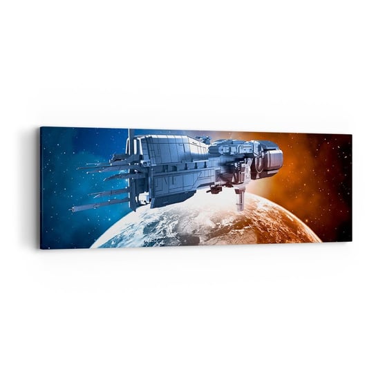 Obraz na płótnie - Uważny obserwator - 90x30cm - Kosmos Statek Kosmiczny Wahadłowiec - Nowoczesny Canvas obraz do salonu do sypialni ARTTOR ARTTOR