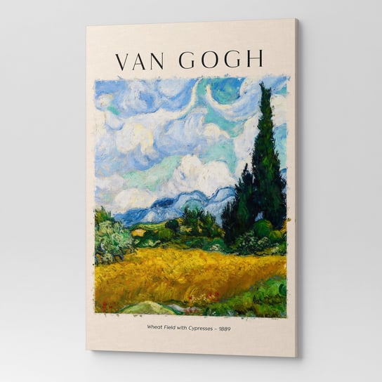 Obraz Na Płótnie Vang Gogh Pole Pszenicy Z Cyprysami Rep00015 50X70 Wave Print
