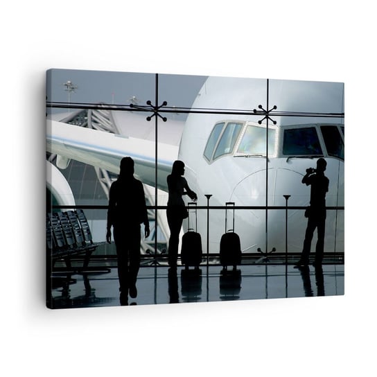 Obraz na płótnie - Vis a vis na lotnisku - 70x50cm - Samolot Lotnisko Podróże - Nowoczesny Canvas obraz do salonu do sypialni ARTTOR ARTTOR