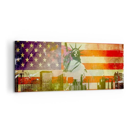 Obraz na płótnie - Viva America! - 100x40cm - Nowy Jork Usa Statua Wolności - Nowoczesny foto obraz w ramie do salonu do sypialni ARTTOR ARTTOR