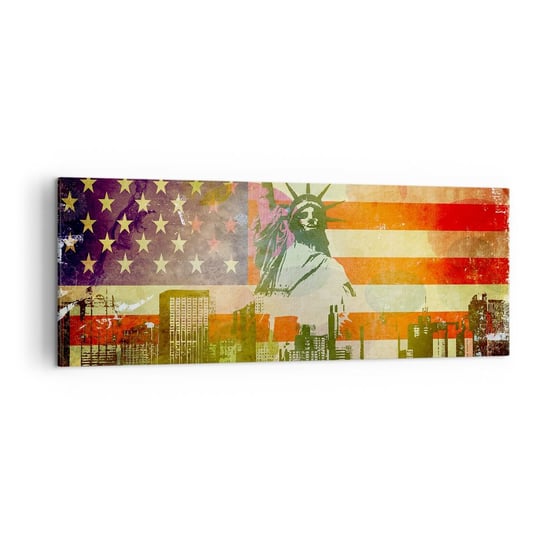 Obraz na płótnie - Viva America! - 140x50cm - Nowy Jork Usa Statua Wolności - Nowoczesny Canvas obraz do salonu do sypialni ARTTOR ARTTOR