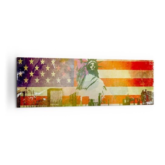 Obraz na płótnie - Viva America! - 160x50cm - Nowy Jork Usa Statua Wolności - Nowoczesny foto obraz w ramie do salonu do sypialni ARTTOR ARTTOR