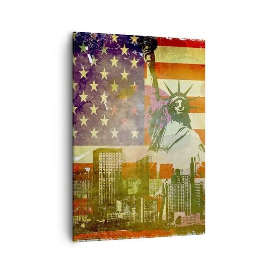 Obraz na płótnie - Viva America! - 50x70cm - Nowy Jork Usa Statua Wolności - Nowoczesny Canvas obraz do salonu do sypialni ARTTOR ARTTOR