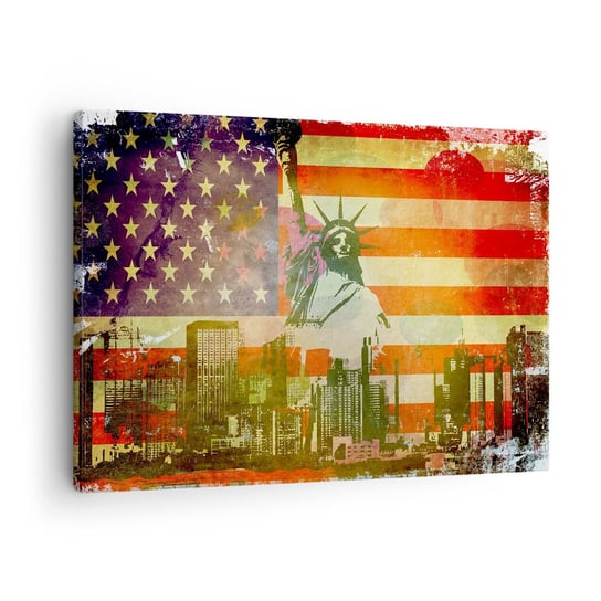 Obraz na płótnie - Viva America! - 70x50cm - Nowy Jork Usa Statua Wolności - Nowoczesny Canvas obraz do salonu do sypialni ARTTOR ARTTOR