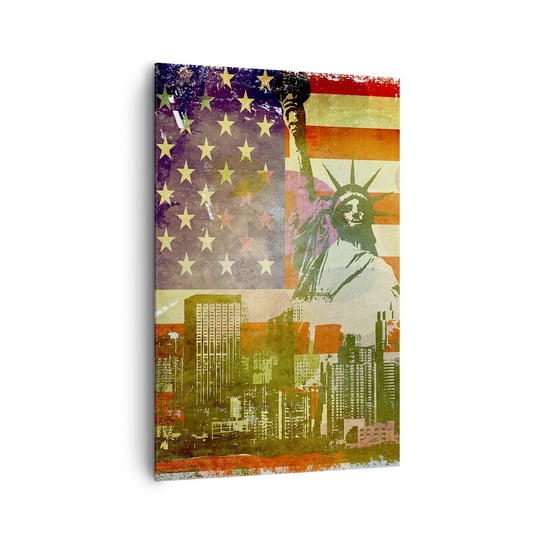 Obraz na płótnie - Viva America! - 80x120cm - Nowy Jork Usa Statua Wolności - Nowoczesny obraz na ścianę do salonu do sypialni ARTTOR ARTTOR