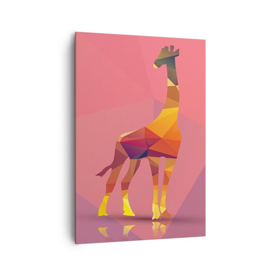 Obraz na płótnie - W barwach sawanny - 70x100cm - Zwierzęta Żyrafa Figura Geometryczna - Nowoczesny foto obraz w ramie do salonu do sypialni ARTTOR ARTTOR