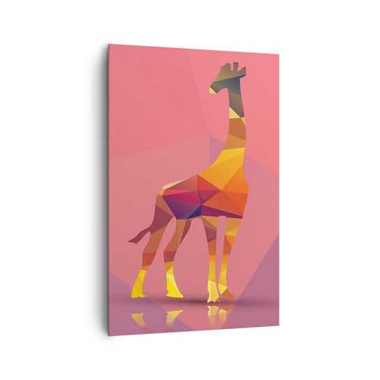 Obraz na płótnie - W barwach sawanny - 80x120cm - Zwierzęta Żyrafa Figura Geometryczna - Nowoczesny obraz na ścianę do salonu do sypialni ARTTOR ARTTOR