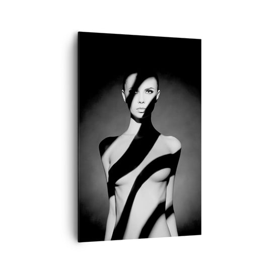 Obraz na płótnie - W blasku i w cieniu - 80x120cm - Kobieta Ciało Sztuka - Nowoczesny obraz na ścianę do salonu do sypialni ARTTOR ARTTOR