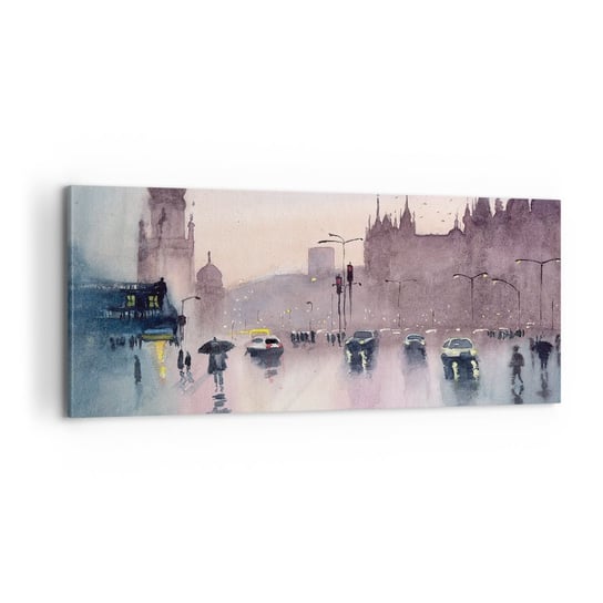 Obraz na płótnie - W deszczowej mgiełce - 100x40cm - Miasto Architektura Zabytki - Nowoczesny foto obraz w ramie do salonu do sypialni ARTTOR ARTTOR