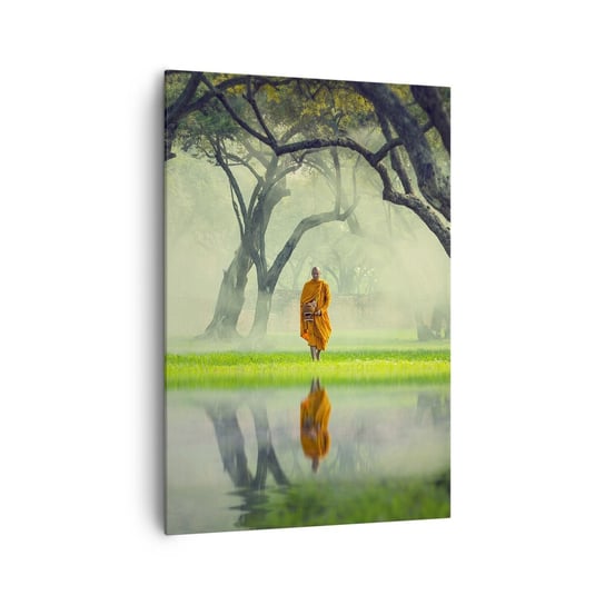 Obraz na płótnie - W drodze do oświecenia - 70x100cm - Azja Mnich Buddyzm - Nowoczesny foto obraz w ramie do salonu do sypialni ARTTOR ARTTOR