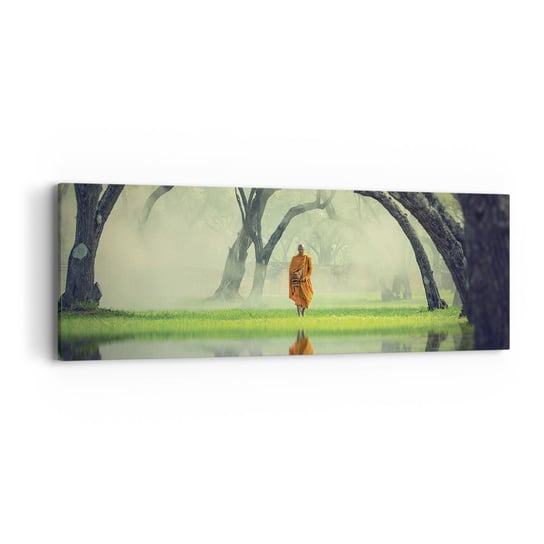 Obraz na płótnie - W drodze do oświecenia - 90x30cm - Azja Mnich Buddyzm - Nowoczesny Canvas obraz do salonu do sypialni ARTTOR ARTTOR