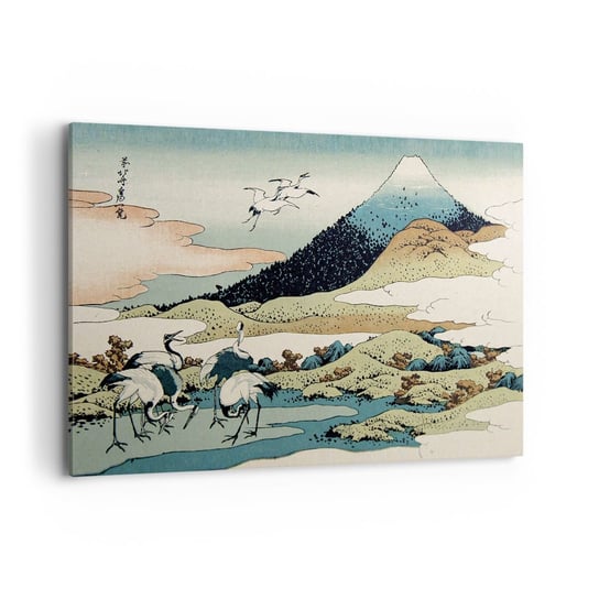 Obraz na płótnie - W japońskim duchu - 120x80cm - Bocian Ptak Krajobraz - Nowoczesny obraz na ścianę do salonu do sypialni ARTTOR ARTTOR
