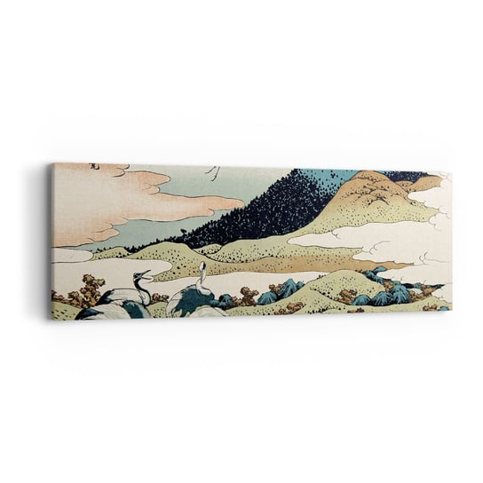 Obraz na płótnie - W japońskim duchu - 90x30cm - Bocian Ptak Krajobraz - Nowoczesny Canvas obraz do salonu do sypialni ARTTOR ARTTOR