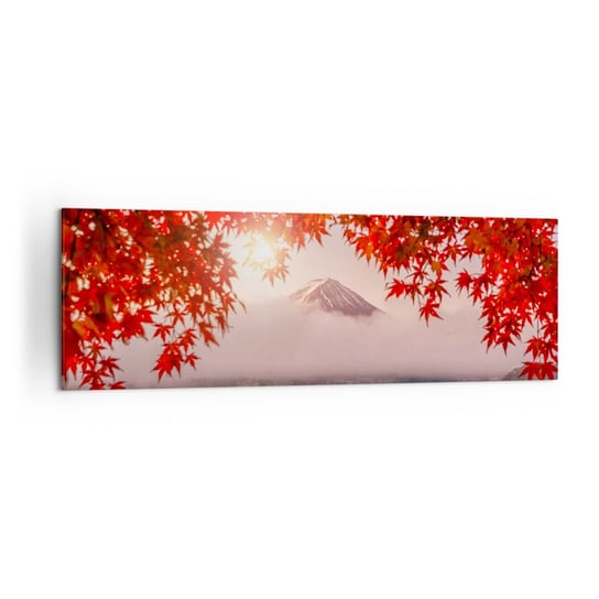 Obraz na płótnie - W japońskim klimacie - 160x50 cm - Obraz nowoczesny - Krajobraz, Jezioro, Japonia, Góra Kawaguchiko, Czerwone Liście - AB160x50-4107 ARTTOR