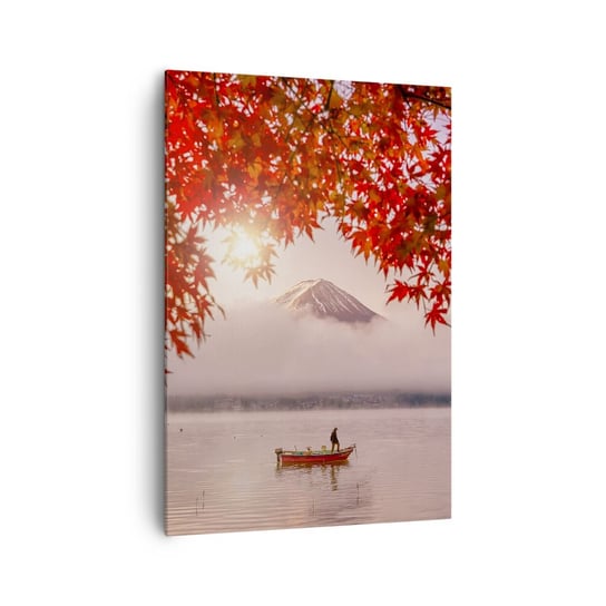 Obraz na płótnie - W japońskim klimacie - 70x100cm - Krajobraz Jezioro Japonia - Nowoczesny foto obraz w ramie do salonu do sypialni ARTTOR ARTTOR