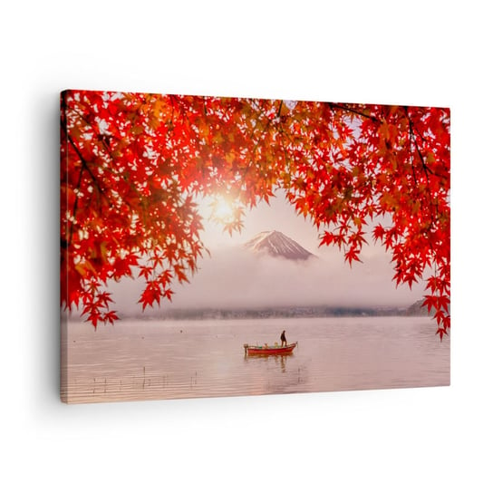 Obraz na płótnie - W japońskim klimacie - 70x50cm - Krajobraz Jezioro Japonia - Nowoczesny Canvas obraz do salonu do sypialni ARTTOR ARTTOR