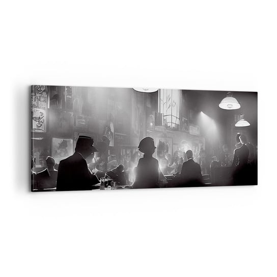 Obraz na płótnie - W jazzowym klimacie - 100x40cm - Bar Retro Ludzie - Nowoczesny foto obraz w ramie do salonu do sypialni ARTTOR ARTTOR