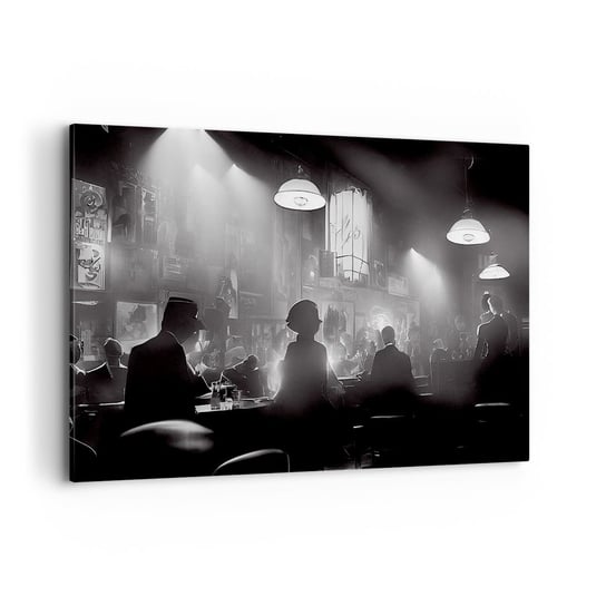 Obraz na płótnie - W jazzowym klimacie - 120x80cm - Bar Retro Ludzie - Nowoczesny obraz na ścianę do salonu do sypialni ARTTOR ARTTOR