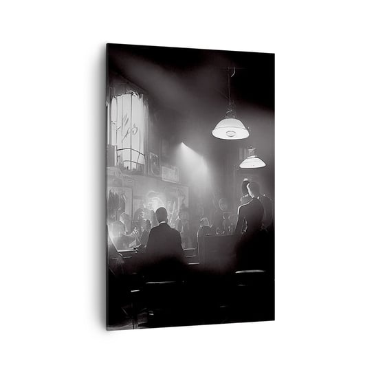 Obraz na płótnie - W jazzowym klimacie - 80x120cm - Bar Retro Ludzie - Nowoczesny obraz na ścianę do salonu do sypialni ARTTOR ARTTOR