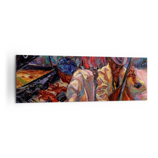 Obraz na płótnie - W jednym rytmie - 160x50cm - Muzyka Jazz Kontrabas - Nowoczesny foto obraz w ramie do salonu do sypialni ARTTOR ARTTOR