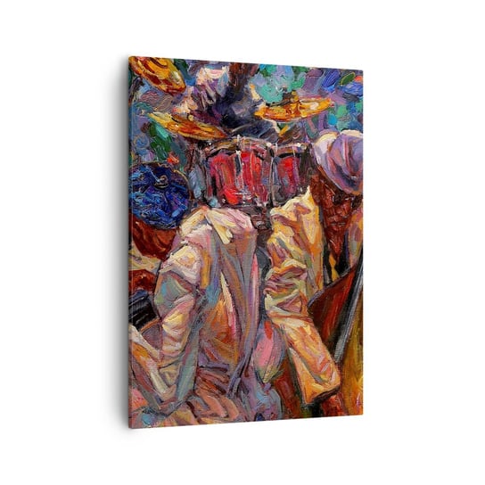 Obraz na płótnie - W jednym rytmie - 50x70cm - Muzyka Jazz Kontrabas - Nowoczesny Canvas obraz do salonu do sypialni ARTTOR ARTTOR