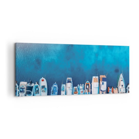Obraz na płótnie - W jednym rzędzie - 120x50cm - Jachty Port Morze - Nowoczesny obraz na ścianę do salonu do sypialni ARTTOR ARTTOR