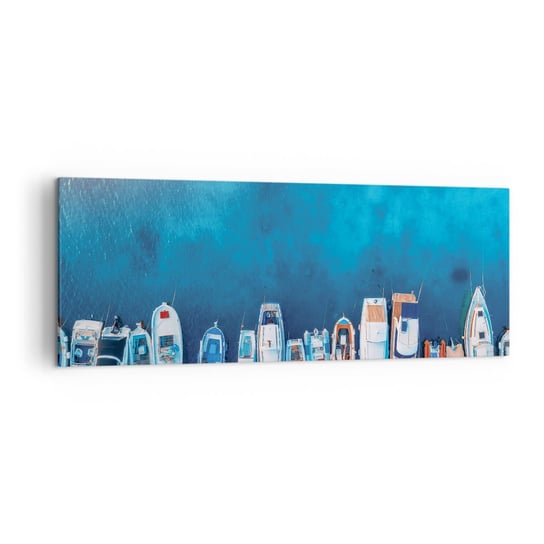 Obraz na płótnie - W jednym rzędzie - 140x50cm - Jachty Port Morze - Nowoczesny Canvas obraz do salonu do sypialni ARTTOR ARTTOR