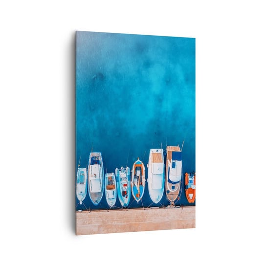 Obraz na płótnie - W jednym rzędzie - 80x120cm - Jachty Port Morze - Nowoczesny obraz na ścianę do salonu do sypialni ARTTOR ARTTOR
