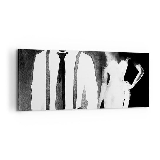 Obraz na płótnie - W klimacie noir - 100x40cm - Abstrakcja Kobieta I Mężczyzna Moda - Nowoczesny foto obraz w ramie do salonu do sypialni ARTTOR ARTTOR