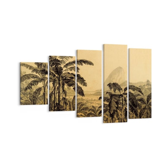 Obraz na płótnie - w kolonialnym klimacie - 100x60 cm - Obraz nowoczesny - Krajobraz, Plantacja Bananów, Bananowiec, Roślina Tropikalna, Sepia - EG100x60-4983 ARTTOR