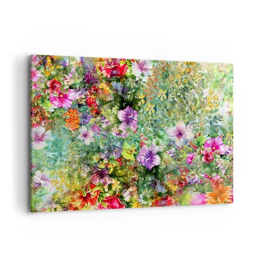 Obraz na płótnie - W kwiaty na zatracenie - 100x70 cm - Obraz nowoczesny - Kwiaty, Ogród, Natura, Sztuka, Malarstwo - AA100x70-3842 ARTTOR
