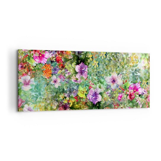 Obraz na płótnie - W kwiaty na zatracenie - 120x50cm - Kwiaty Ogród Natura - Nowoczesny obraz na ścianę do salonu do sypialni ARTTOR ARTTOR